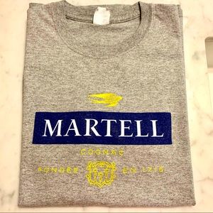 VINTAGE Men's Martell Cognac T-Shirt Sz XL Port & Company Grey Excellent